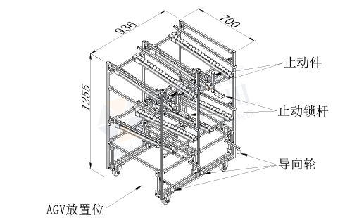 AGV周轉(zhuǎn)車(chē)+物料架(單側(cè)型)圖紙 AGV周轉(zhuǎn)車(chē)+物料架(單側(cè)型)圖紙