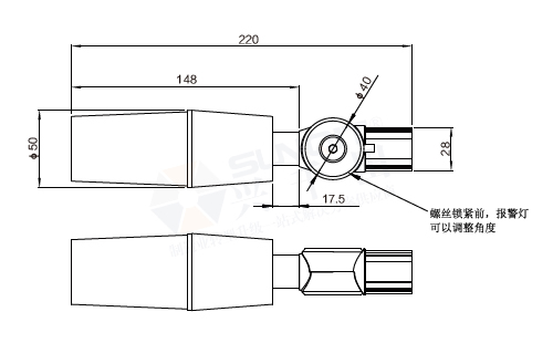 24V單層三色報(bào)警燈尺寸圖
