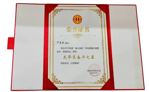熱烈祝賀興千田嚴(yán)老師獲評2025“龍華區(qū)奮斗之星” 熱烈祝賀興千田嚴(yán)老師獲評2025“龍華區(qū)奮斗之星”